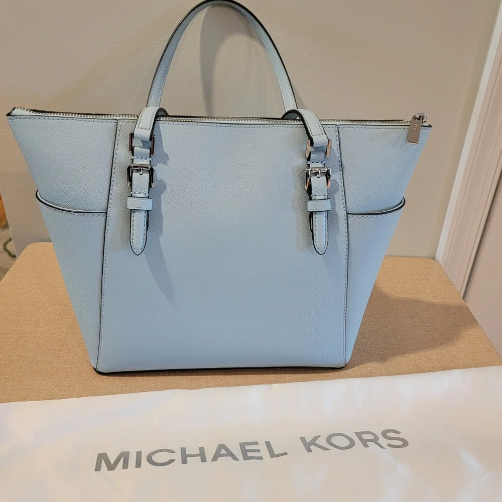 Michael Kors Charlotte‎ Shoulder Tote Saffiano Leather Vista Blue